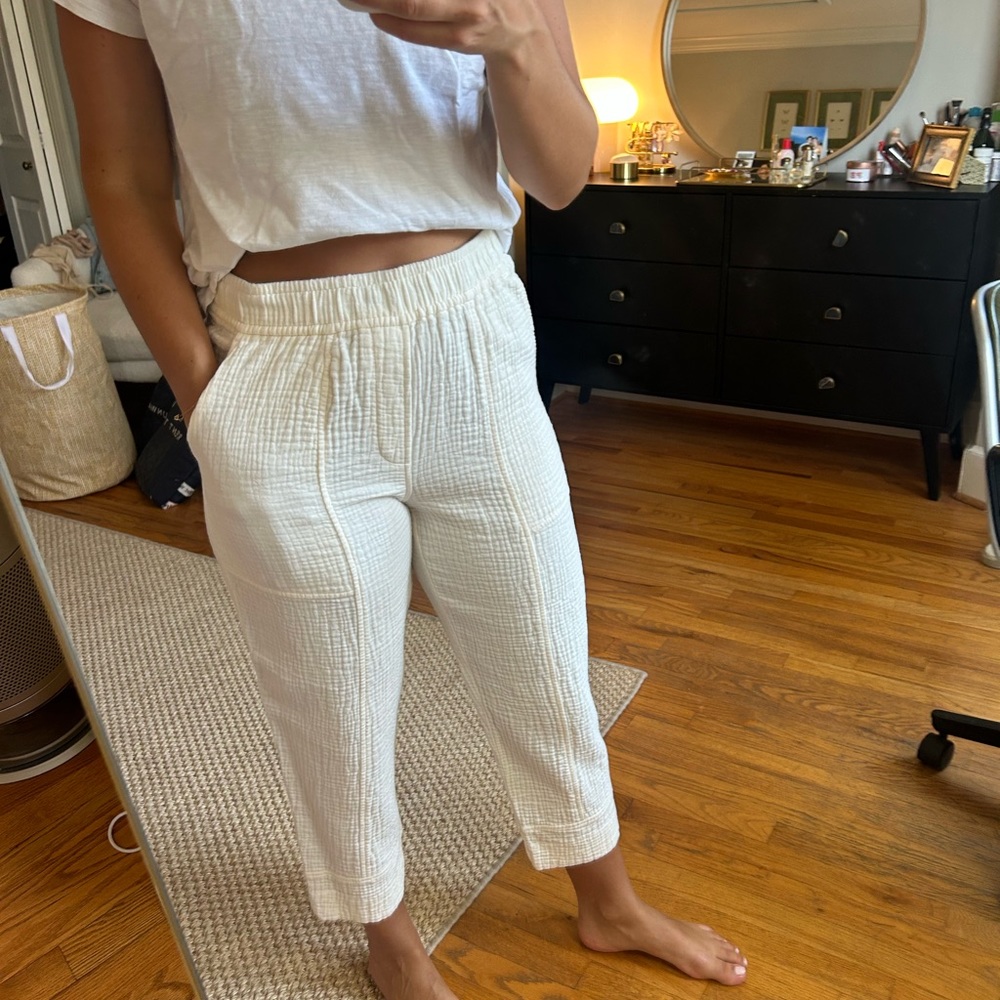 NWOT Madewell White Waffle Cotton Pant